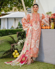 (MF001) ELAF| UNSTITCHED 3PC HEAVY EMB PREMIUM LAWN WITH DIAMOND PRINTED DUPATTA