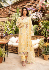 (MF1236) ROSHNE| UNSTITCHED 3PC HEAVY EMB PREMIUM LAWN WITH READY TO WEAR KHAADI-NET EMB DUPATTA