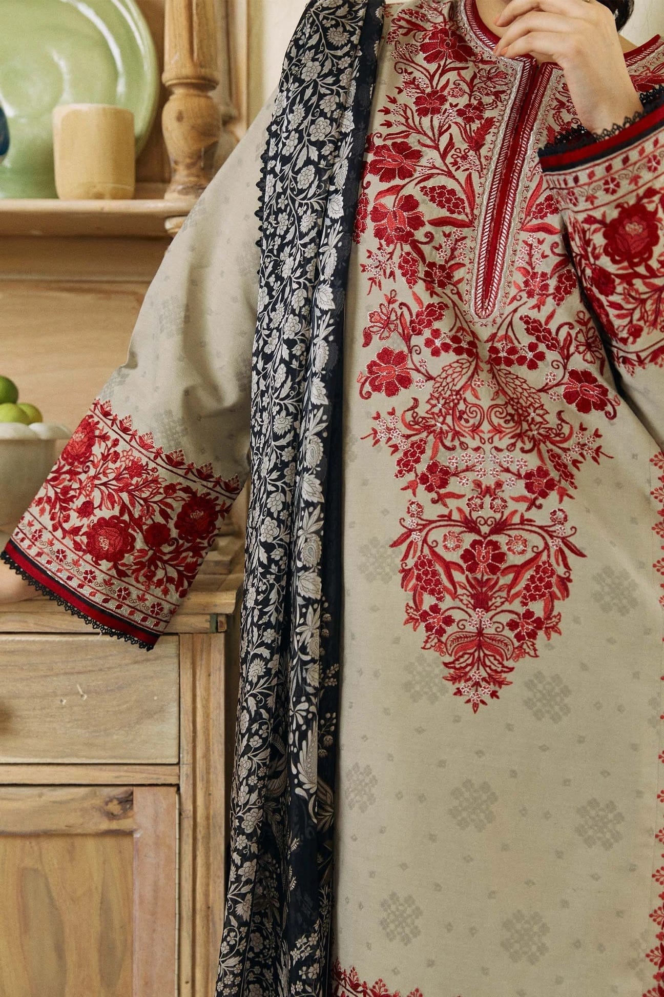 Coco by Zarashahjahan — 3pc on emb Lawn with Diamond Dopatta image 2