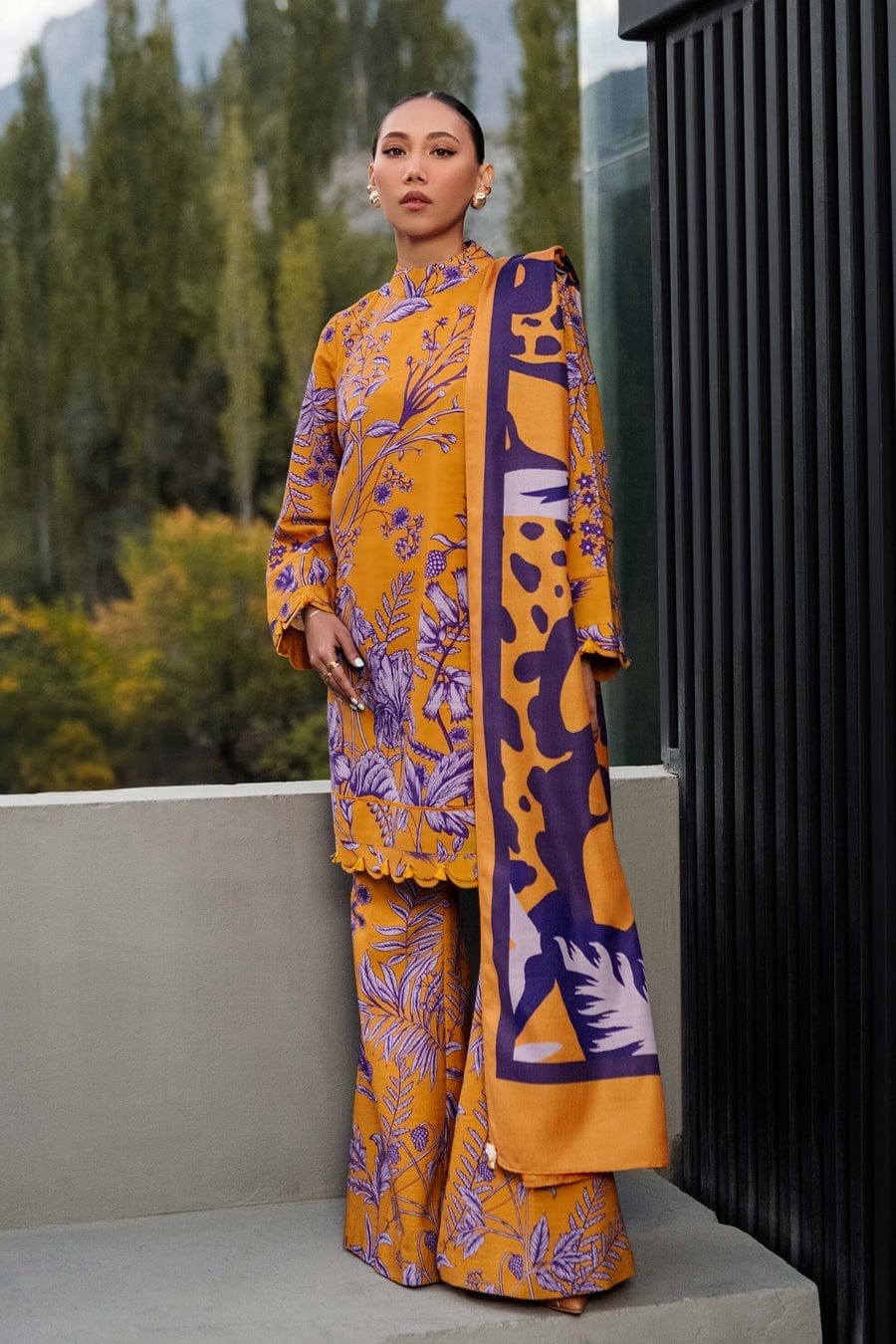 MAARIA.B — 3pc on Digital Lawn with Lawn 4 side printed Dopatta image 0