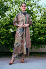 Baroque — 3pc on Digital Lawn with 4 side printed Lawn Dopatta image 0