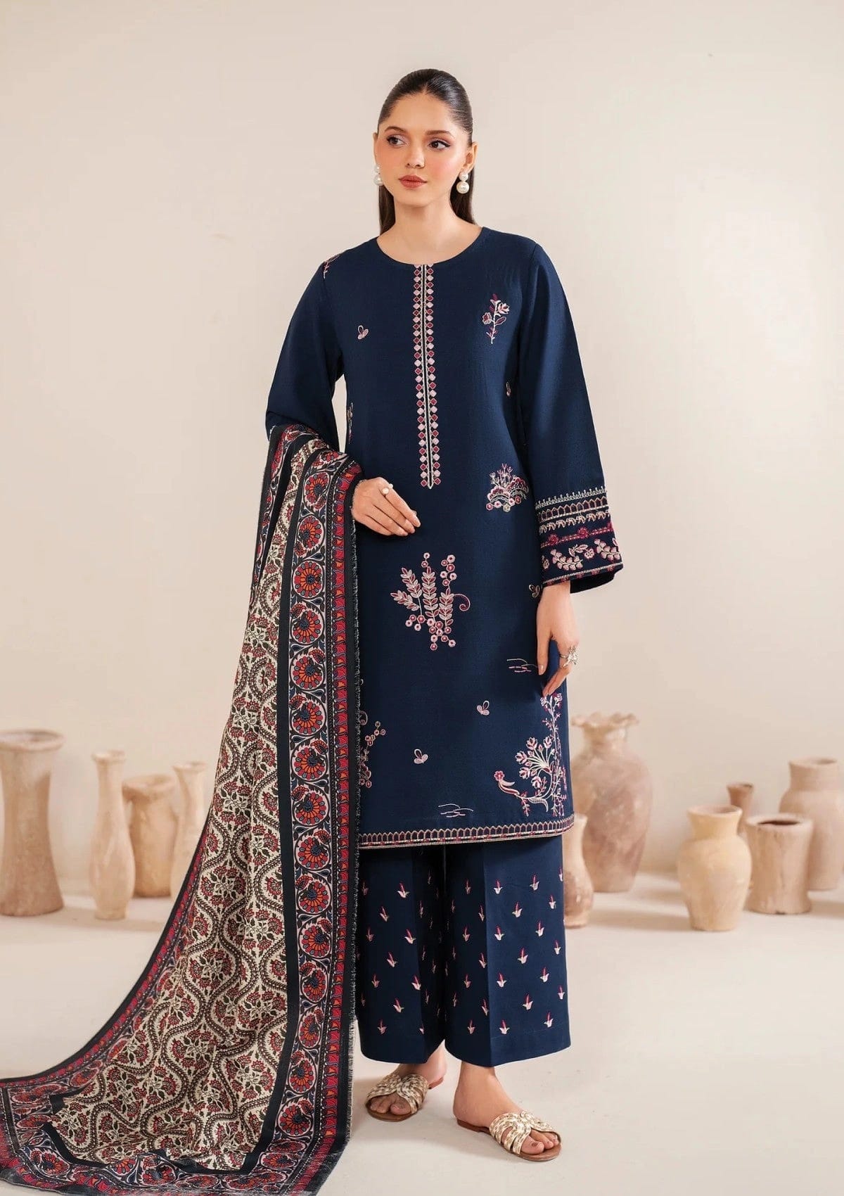 Garnet — 3pc on emb Lawn with Diamond Dopatta image 0