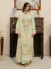 (MF1255) MAHNUR| UNSTITCHED 3PC HEAVY EMB PREMIUM LAWN WITH READY TO WEAR KHAADI-NET EMB DUPATTA