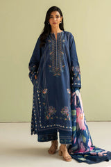(MF1230) ZARASHAHJAHAN| UNSTITCHED 3PC HEAVY EMB LAWN WITH PRINTED CHIFFON DUPATTA