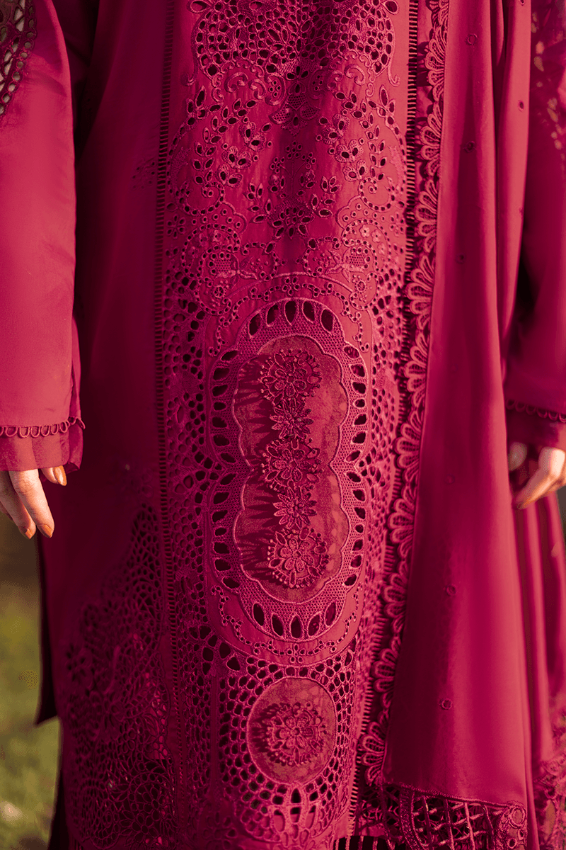 Zarashahjahan — 3pc on emb Lawn with Diamond voil emb Dopatta image 4