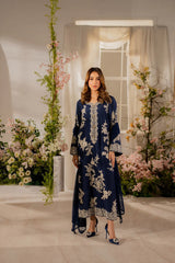 (MF1209) VINTAGE| UNSTITCHED 3PC HEAVY EMB PREMIUM LAWN WITH BAMBER CHIFFON DUPATTA