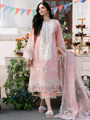 (MF1233) BIN ILYAS| UNSTITCHED 3PC HEAVY EMB LAWN WITH READY TO WEAR KHAADI-NET EMB DUPATTA