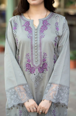 (MF12011)Mushq| UNSTITCHED 3PC HEAVY EMB PREMIUM LAWN WITH CHIFFON EMB DUPATTA