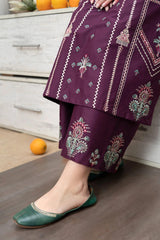 Urg — 3pc on emv Lawn with Diamond Voil Dopatta image 4