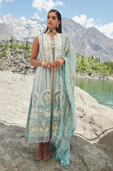 (MF1239) CRIMSON| UNSTITCHED 3PC HEAVY CHIKKANKARI PREMIUM LAWN WITH READY TO WEAR KHAADI-NET EMB DUPATTA