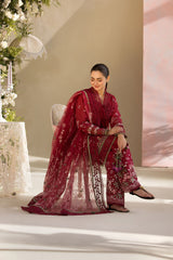 (MF12990) SOBIA NAZIR| UNSTITCHED 3PC HEAVY EMB PREMIUM LAWN WITH KHAADI NET EMB DUPATTA