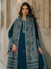 IZEL ON UNSTITCHED 3PC DHANAK EMB WITH PRINTED WOOL SHAWL