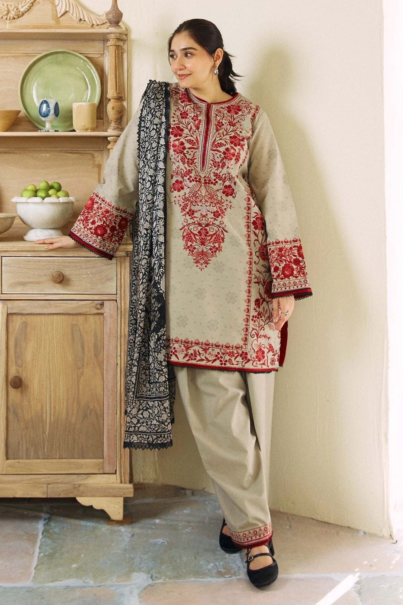 Coco by Zarashahjahan — 3pc on emb Lawn with Diamond Dopatta image 0