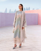 (MF1299) MARIA.B| UNSTITCHED 3PC CHIKKANKARI HEAVY EMB PREMIUM LAWN WITH READY TO WEAR SILK AND EMB DUPATTA