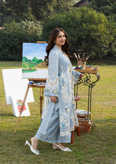 (MF005) ELAF| UNSTITCHED 3PC HEAVY EMB PREMIUM LAWN WITH READY TO WEAR CHIFFON PRINTED AND EMB DUPATTA 