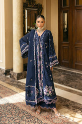 (MF1262) ELAF| UNSTITCHED 3PC HEAVY EMB PREMIUM LAWN WITH READY TO WEAR KHAADI-NET EMB DUPATTA