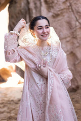 (MF1249) QALAMKAR| UNSTITCHED 3PC HEAVY EMB PREMIUM LAWN WITH READY TO WEAR KHAADI-NET EMB DUPATTA