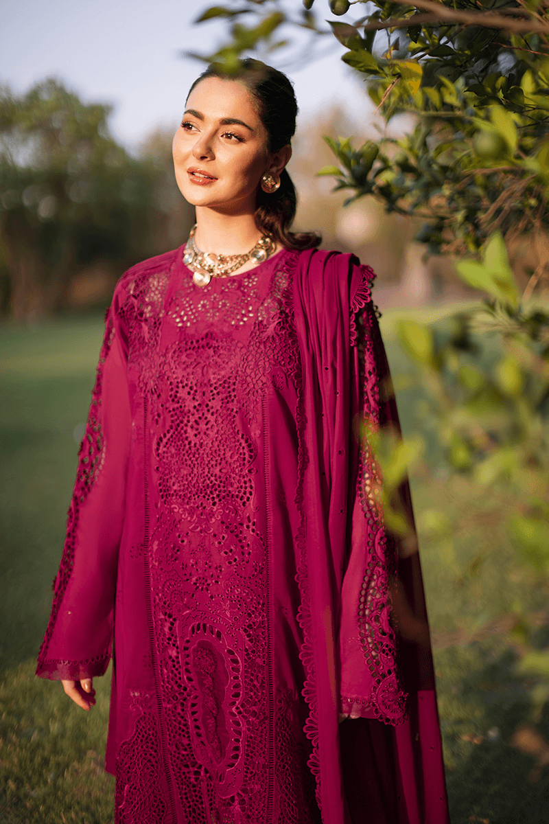 Zarashahjahan — 3pc on emb Lawn with Diamond voil emb Dopatta image 2