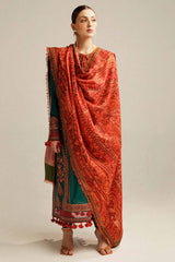 HUSSAIN REHAR ON UNSTITCHED 3PC DHANAK EMB WITH PASHMINA WOOL SHAWL