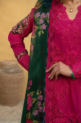(MF1262) SAIRA RIZWAN| UNSTITCHED 3PC HEAVY EMB PREMIUM LAWN WITH READY TO WEAR KHAADI-NET EMB DUPATTA