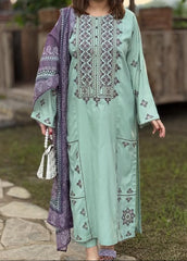 (MF123) UMZAY| UNSTITCHED 3PC HEAVY EMB PREMIUM LAWN WITH PRINTED SOFT DIAMOND PRINTED DUPATTA