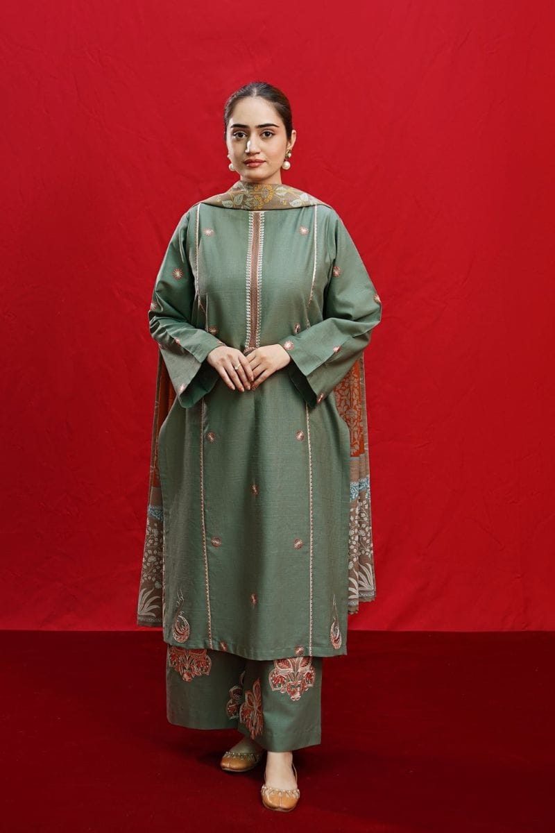 Urge — 3pc on emb lawn with slab munar printed dubbta image 0