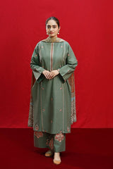 Urge — 3pc on emb lawn with slab munar printed dubbta image 0