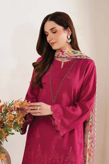 Garnet — 3pc on cheekan kari lawn with slan munnar printted dubbta image 1