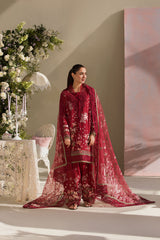 (MF12990) SOBIA NAZIR| UNSTITCHED 3PC HEAVY EMB PREMIUM LAWN WITH KHAADI NET EMB DUPATTA