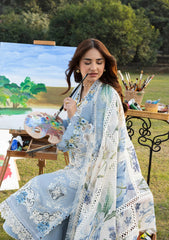 (MF005) ELAF| UNSTITCHED 3PC HEAVY EMB PREMIUM LAWN WITH READY TO WEAR CHIFFON PRINTED AND EMB DUPATTA 