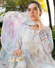 (MF003) MARIA.B| UNSTITCHED 3PC HEAVY EMB PREMIUM LAWN WITH READY TO WEAR CHIFFON PRINTED AND EMB DUPATTA