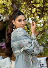 (MF1260) ELAF| UNSTITCHED 3PC HEAVY EMB PREMIUM LAWN WITH READY TO WEAR KHAADI-NET EMB DUPATTA