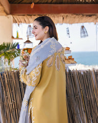 Qalamkar — 3pc on emb Lawn with Diamond voil Emb Dopatta image 1