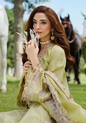 (MF1283) ELAF| UNSTITCHED 3PC HEAVY EMB PREMIUM LAWN WITH READY TO WEAR 4 SIDE CUTWORK EMB DUPATTA