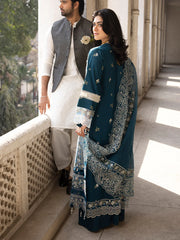 (MF1231) MAHNUR| UNSTITCHED 3PC HEAVY EMB LAWN WITH READY TO WEAR KHAADI-NET EMB DUPATTA