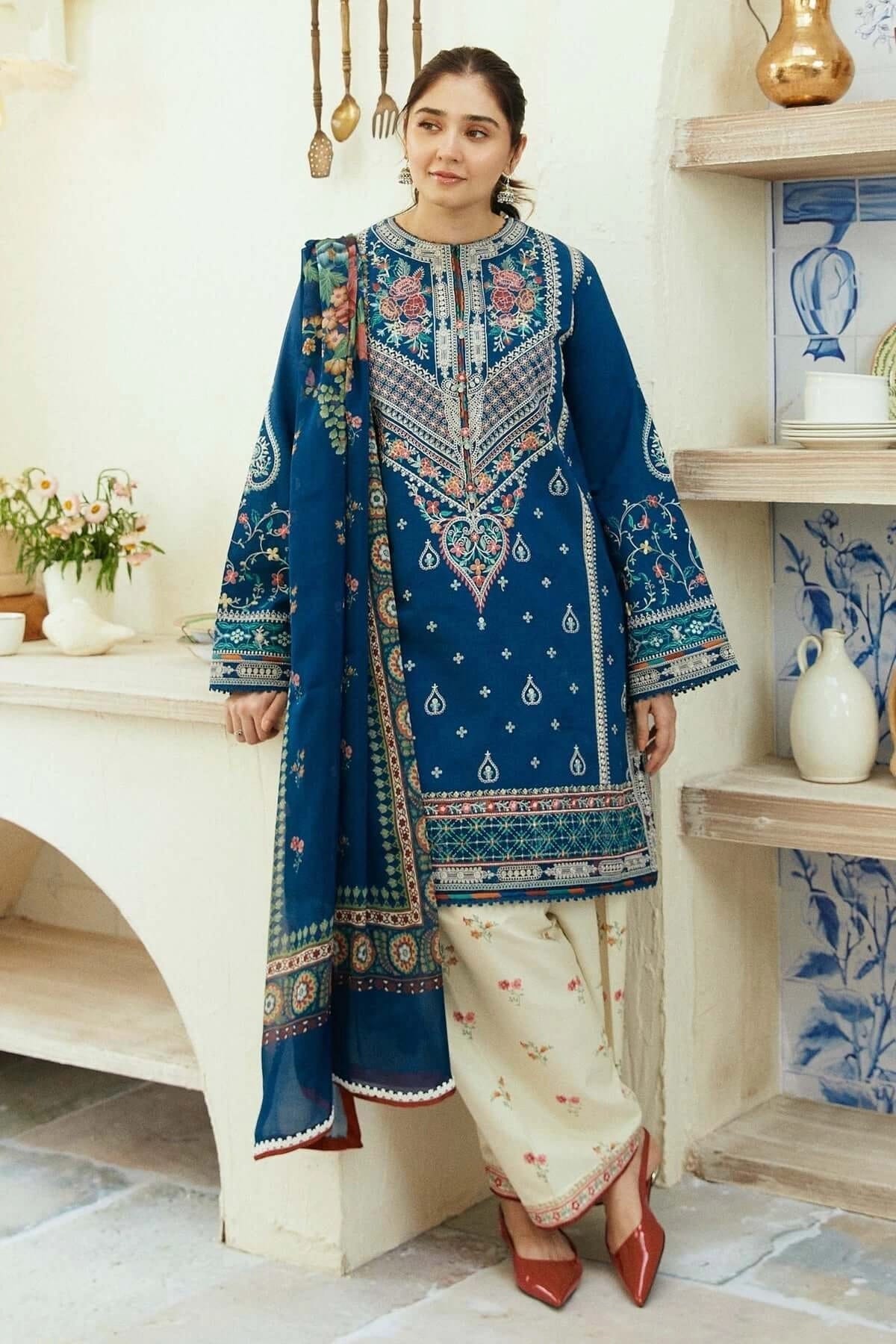 Coco by Zarashahjahan — 3pc on emb Lawn with Diamond Dopatta image 0