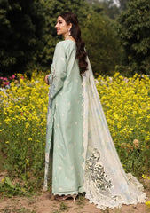 (MF009) KAHF| UNSTITCHED 3PC HEAVY EMB PREMIUM LAWN WITH READY TO WEAR KHAADI-NET EMB DUPATTA 