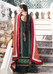 (MF1286) HUSSAIN REHAR| UNSTITCHED 3PC HEAVY EMB PREMIUM LAWN WITH KHAADI-NET PRINTED DUPATTA