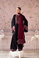 VANYA ON UNSTITCHED 3PC DHANAK EMB WITH DHANAK EMB SHAWL