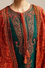 HUSSAIN REHAR ON UNSTITCHED 3PC DHANAK EMB WITH PASHMINA WOOL SHAWL