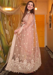 Zarashahjahan — 3pc on emb Lawn with organza Emb Dopatta image 1