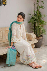 A Sling — 3pc on emb Lawn with Diamond Dopatta image 2