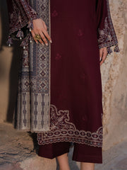 IZEL ON UNSTITCHED 3PC DHANAK EMB WITH PRINTED WOOL SHAWL