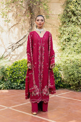 (MF1263) ELAF| UNSTITCHED 3PC HEAVY EMB PREMIUM LAWN WITH READY TO WEAR KHAADI-NET EMB DUPATTA
