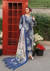 (MF1225) ELAF| UNSTITCHED 3PC HEAVY EMB LAWN WITH PRINTED CHIFFON DUPATTA
