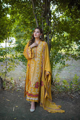 (MF1298)ANEELAS|UNSTITCHED 3PC HEAVY EMB PREMIUM LAWN WITH READY TO WEAR COTTON NET 4 SIDE EMB DUPATTA