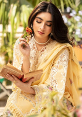 (MF1236) ROSHNE| UNSTITCHED 3PC HEAVY EMB PREMIUM LAWN WITH READY TO WEAR KHAADI-NET EMB DUPATTA