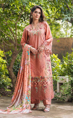 (MF1248)ASIFA AND NABEEL| UNSTITCHED 3PC HEAVY EMB PREMIUM LAWN WITH READY TO WEAR CUTWORK CHIFFON EMB DUPATTA