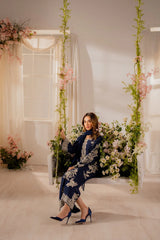 (MF1209) VINTAGE| UNSTITCHED 3PC HEAVY EMB PREMIUM LAWN WITH BAMBER CHIFFON DUPATTA