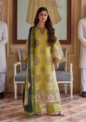 (MF1240) ELAF| UNSTITCHED 3PC HEAVY EMB PREMIUM LAWN WITH PRINTED CHIFFON DUPATTA